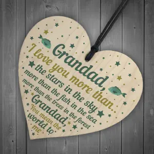 Red Ocean Grandad Gifts For Birthday Christmas Grandad Gifts From Grandchildren Handmade Wooden Hanging Heart Plaque Keepsake