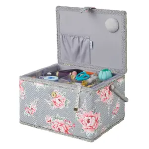 Hobby Gift MRL/190 - Beautiful Bloom Print Large Sewing Box - 23.5x31x20cm