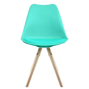 Soho Aqua Plastic Dining Chair with Pyramid Light Wood Legs