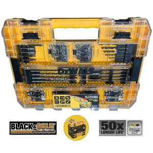 Dewalt 185 PC Extreme Torsion Black Gold Screwdriver Drill Bit Set Tough Tstak