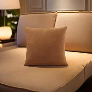 Plain 45cm x 45cm Velvet Chenille Cushion Tan