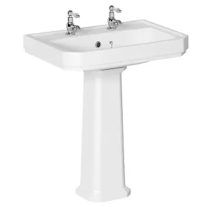 Cooke & Lewis Serina White Rectangular Full pedestal Basin (H)80.2cm (W)55.8cm