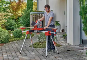 Einhell Stationary Saw Stand - Sturdy High Grade Aluminium - Height And Width Adjustable - Mitre Saw Accessory - MSS 1610