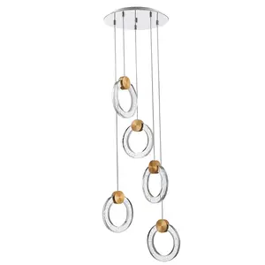 Luminosa Contemporary LED Cluster Pendant Ceiling 5 Light Gold, Glass 3000K