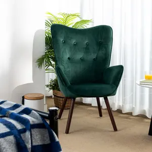 Garmon Velvet Armchair Green