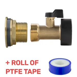 Water Butt Replacement Tap BRASS Metal Lever UK Bib Outlet Barb Quick Hosepipes  Water butt adaptor 3/4" Brass valve 1"