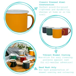 Argon Tableware - Coloured Enamel Mugs - 375ml - Pack of 6 - 6 Colours