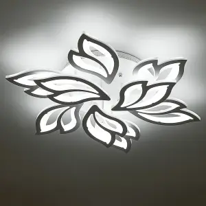 9 Head Petal Flower Shaped Acrylic LED Energy Efficient Semi Flush Ceiling Light Fixture Cool White