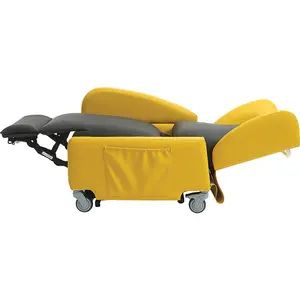 Dual Motor Rise and Recline Lounge Chair - Wipe Clean PU Fabric Black and Yellow