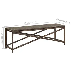 Berkfield Garden Bench 120 cm Poly Rattan Brown