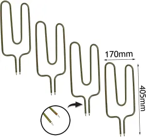 SPARES2GO Heater Elements compatible with Unidare Night Storage Heaters (850W, Short Pin, Pack of 4)