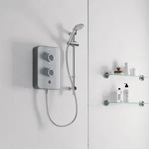 Gainsborough Slim Duo Satin Titanium Grey Electric Shower, 8.5W