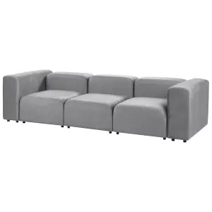 3 Seater Modular Velvet Sofa Grey FALSTERBO