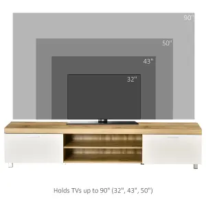 HOMCOM Modern Unit for TV w/ Cabinet Shelf for Living Room Oak