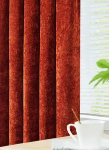 Home Curtains Camden Luxury Crushed Chenille Lined Blackout 45w x 72d" (114x183cm) Terracotta Pencil Pleat Curtains (PAIR)