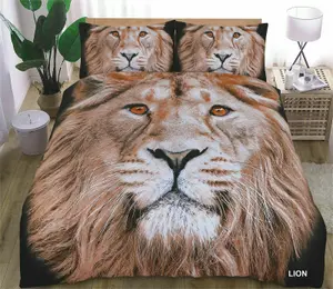 King of The Jungle Wild Male Lion Bed Set - 3D Animal Printed SINGLE Beddings Duvet Cover + One Matching Pillowcase