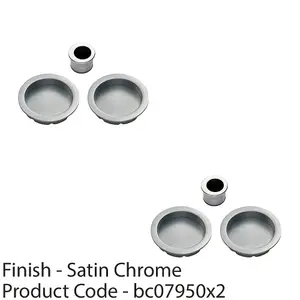 2 PACK - 29mm Sliding Door Rose & 2x 56mm Round Flush Finger Pulls - Satin Chrome