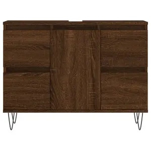 Berkfield Bathroom Cabinet Brown Oak 80x33x60 cm Engineered Wood