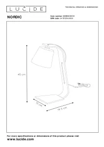 Lucide Nordic Scandinavian Table Lamp - 1xE14 - White