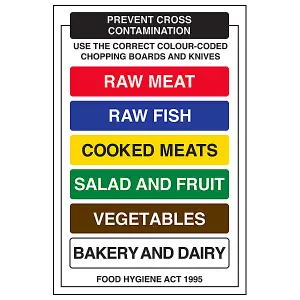 Cross Contamination Catering Sign - 1mm Rigid Plastic - 300x400mm (x3)