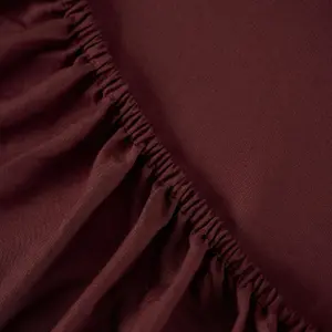 Brentfords Plain Dyed Fitted Bed Sheets Non-Iron, Burgundy - Double