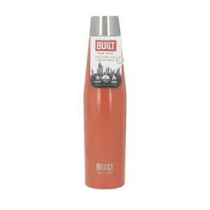 BUILT Stainless Steel Water Bottle Insulated 540ml Sports Orange Travel Flask