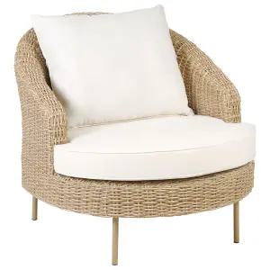 Garden Armchair with Ottoman ARCILLE PE Rattan Natural