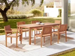 Set of 6 Garden Chairs BARATTI Acacia Wood Light Wood