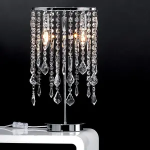 Luminosa Laila Crystal Glass Table Lamp, Chrome