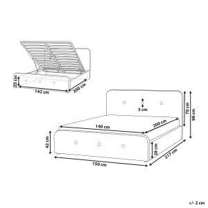 Fabric EU Double Size Ottoman Bed Dark Grey RENNES