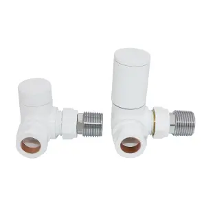 Right Radiators Manual Corner Radiator Valves 15mm Lockshield Central Heating Valve White