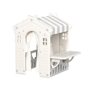 Plastic Playhouse for Kids Outdoor Garden Pretend Play Games with Curtain Suitable for ages 2 to 4