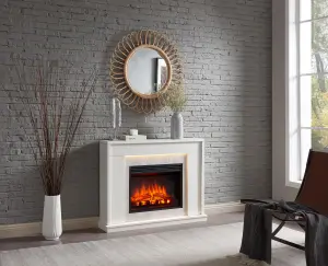 FLAMME Ecula Fireplace with 43'' surround with 2kW Fireplace Heater White