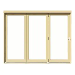 Clear Glazed Softwood Clear pine veneer External 3 Sliding Bi-fold Patio door, (H)2090mm (W)2690mm