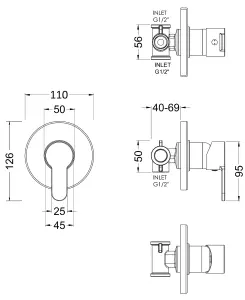 Pride Shower Bundle Concealed Round Manual Valve & Multi Function Handset Slide Rail Kit - Chrome Balterley