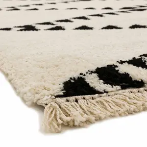 Cream Shaggy Handmade Modern Easy to clean Rug for Dining Room-160cm X 230cm