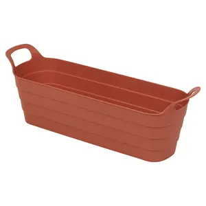 URBNLIVING 44cm Width 2 Pcs Herb Pots with Handles Plastic Flexi Planter Terracotta Flower Box Recycled Troughs