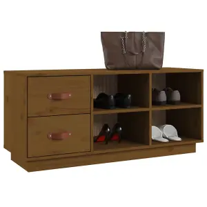 Berkfield Shoe Bench Honey Brown 100x34x45 cm Solid Wood Pine