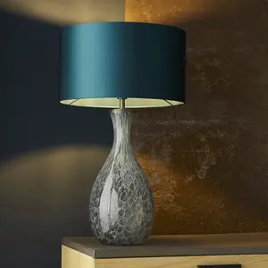 Luminosa Ortisei Table Lamp Artisan Glass & Brushed Bronze Plate