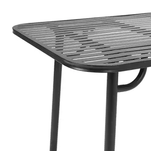 Black 160cm W Outdoor Garden Dining Table with Metal Slatted Top