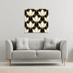 Black& Gold Floral Pattern (Canvas Print) / 77 x 77 x 4cm