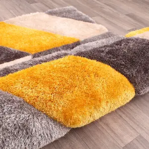 Blazon Ochre 3D Shaggy Rug by Ultimate Rug-60cm X 110cm