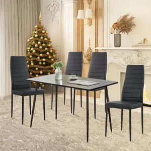 Herland Dining Chair (Set of 4) Black / Black