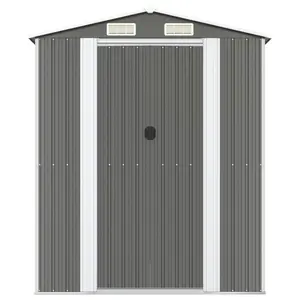 6 ft. W x 20 ft. D Galvanized Steel Apex Garden Shed Light Grey