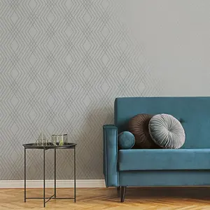 Fine Decor Shard Trellis Silver Wallpaper FD42603