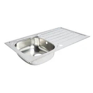 Cooke & Lewis Nakaya Polished Inox Stainless steel 1 Bowl Sink & drainer 500mm x 860mm