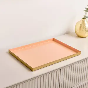 Melody Maison Large Rectangle Peach Enamel Metal Tray