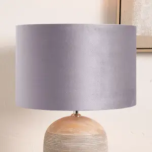 40cm Light Grey Velvet Cylinder Table Lampshade Elegant Drum Floor Lamp Shade