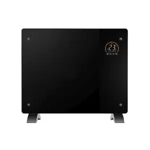 Electric Black Glass Panel Heater - 1000W Smart Wi-Fi Wall Moutned Radiator