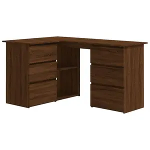 Berkfield Corner Desk Brown Oak 145x100x76 cm Engineered Wood